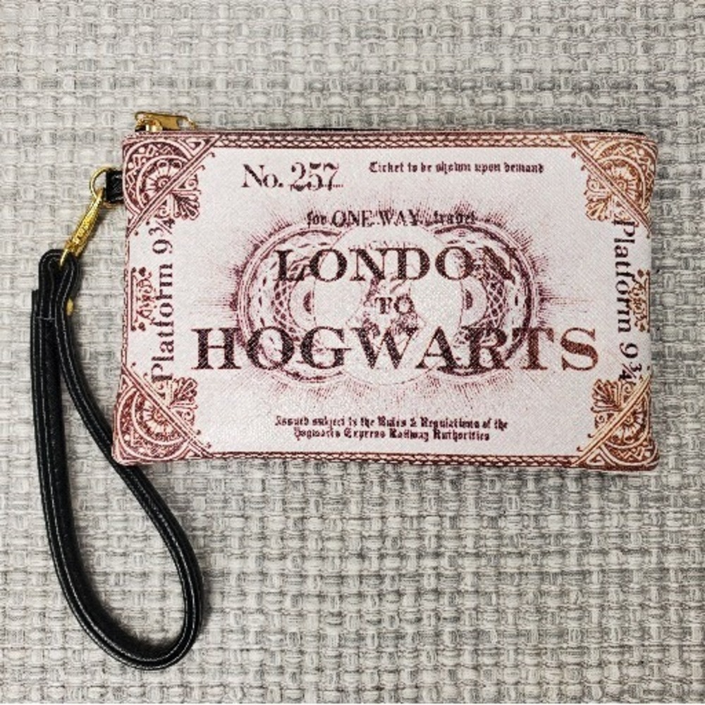 Harry Potter Hogwarts Express Train Ticket Clutch Zipper Bag Wristlet